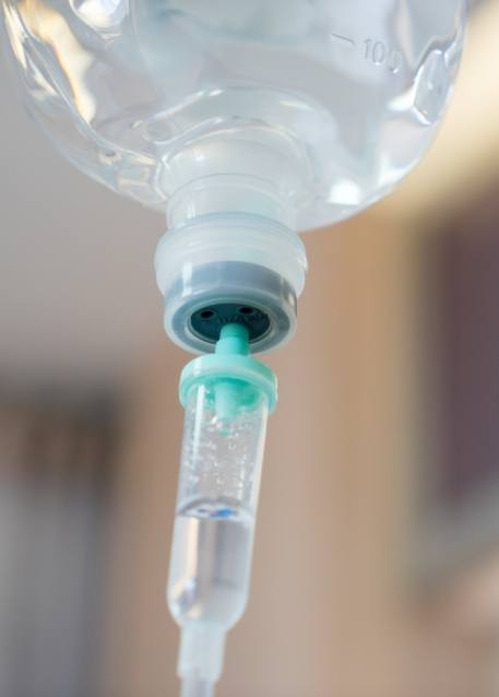 Close up of I V drip for I V sedation dentistry in Tampa