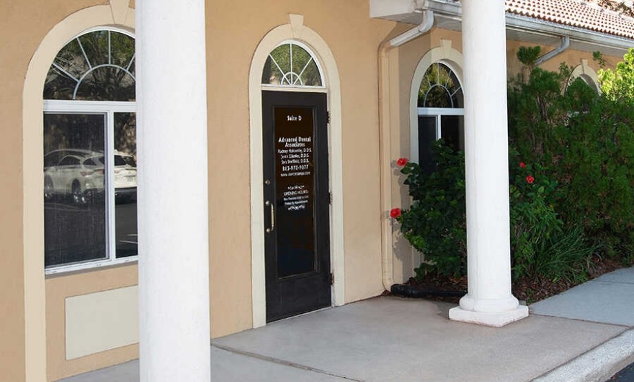 Front door of dental office in Tampa