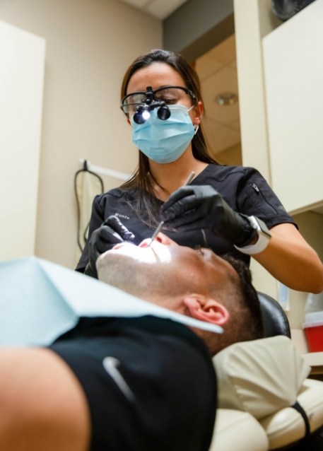 Woman receiving a preventive dentistry checkup